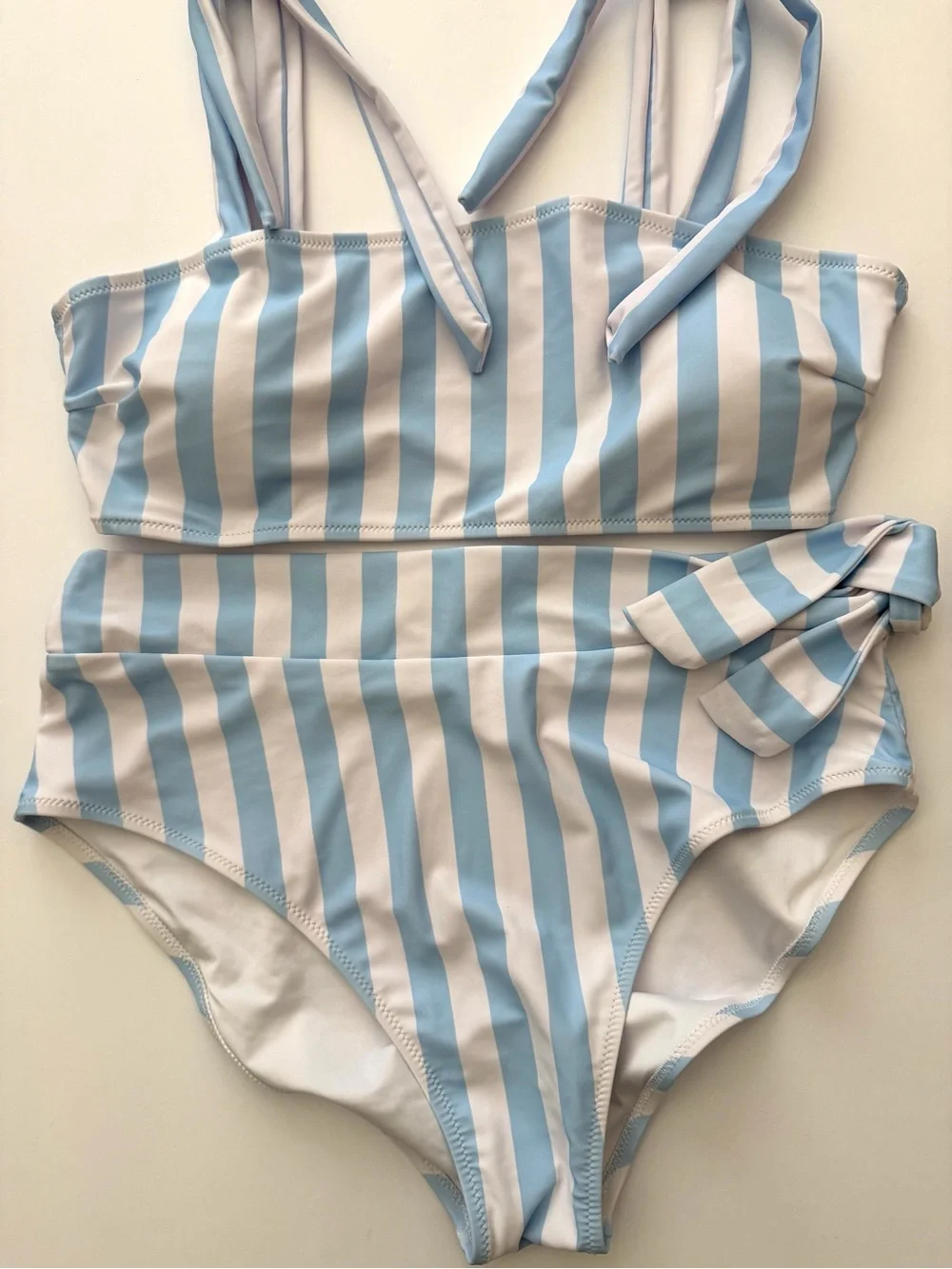 NEW Blooming Jelly Blue and White Striped Two-Piece Swimsuit